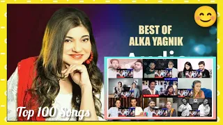 Top 100 Songs OF Alka Yagnik | Random100 Hit Songs OF Alka Yagnik | REACTION MASHUP