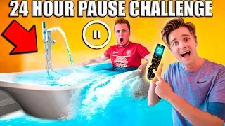 24 Hour PAUSE CHALLENGE! Papa Jake Vs Logan (Embarrassing)