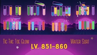 Tic Tac Toe Glow Water Sort Level 851-860 Hints Videogames Walkthrough • Momicin Gameplay