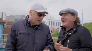 Dire Straits' Mark Knopfler meets AC/DC's Brian Johnson at the Spanish City in Whitley Bay