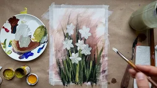 Daffodils | We draw simply with paints🤞