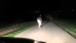 Longboard downhill by night Luxembourg Garnich