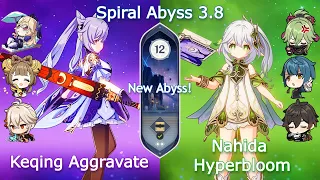 C1 Keqing Aggravate x C0 Nahida Hyperbloom - NEW Spiral Abyss 3.8 Floor 12 9 Stars | Genshin Impact