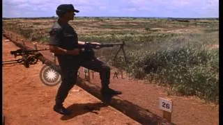 Replacements of 1st Air Cavalry fire M-203 grenade on a range at the Combat Train...HD Stock Footage