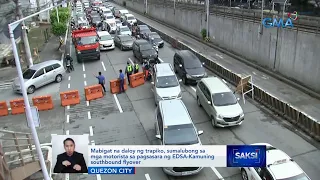 Mabigat na daloy ng trapiko, sumalubong sa mga motorista sa pagsasara ng EDSA-Kamuning... | Saksi