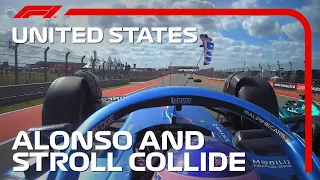 Fernando Alonso And Lance Stroll Collide! | 2022 United States Grand Prix