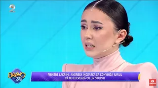 Bravo, ai stil! - Printre lacrimi, Andreea incearca sa convinga juriul ca nu lucreaza cu un stilist!