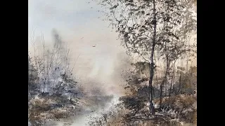 Complete beginning to end Watercolor landscape painting demo / tutorial basic ron ranson palette