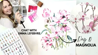 Flower Color Guide Summer Paint Party | Day 10: PINK Magnolia and chat with Emma Lefebvre