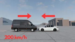 Crush of Toyota Camry XV70 vs Mercedes-Benz Sprinter - BeamNG Drive.
