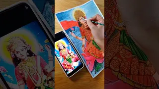 Laxmi Maa Painting 😍😍😍 | Beautiful Painting Of Laxmi Maa❤️🙏 | Painting With 20 Rs Watercolor #shorts