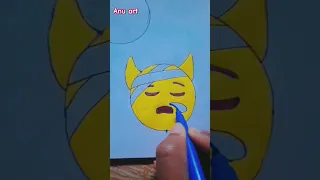 Mix Emoji Drawing || Combine three emojis || Emoji satisfying Creative art||😈+🤕+😪  #shortvideo #art