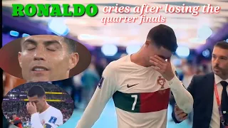 CRISTIANO RONALDO cries after losing the quarter finals against MOROCCO
