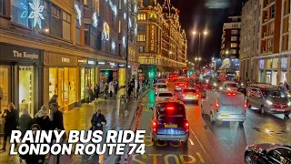 Christmas traffic and rain aboard a London double-decker bus 🎄🌧  - Route 74 - Baker Street to Putney