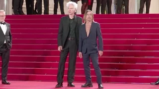 Jim Jarmusch and Iggy Pop on the red carpet attends to the premiere of Gimme Danger  in Cannes.