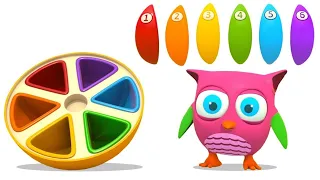 Learn colors and numbers for kids. Hop Hop the Owl cartoon. Educational toys for babies.