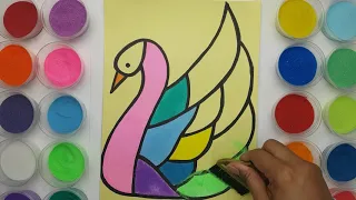 Colorful Swan Sand Art | Fun Activity For Kids | Learn colors | Rainbow Colour Art