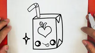 HOW TO DRAW A FUNNY JUICE BOX , STEP BY STEP, DRAW Cute things