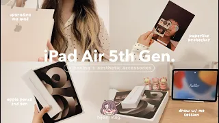 unboxing ♡ ipad air 5 (starlight), apple pencil, paperlike, accessories, set up, draw with me✏️🍎🍪