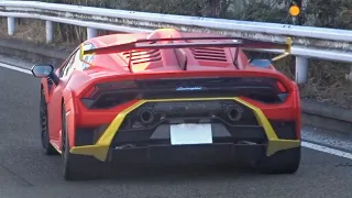 【大黒PA】スーパーカー加速サウンド‼️F12TDF, ウラカンSTO, FF, アルティマ, 599, ディアブロ, アヴェンタドール, 488, 355, ムルシエラゴなど‼️