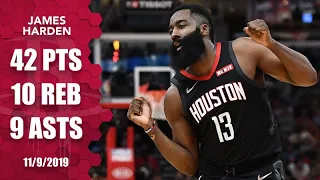 James Harden drops 42 points in near triple-double on road vs. Bulls | 2019-20 NBA Highlights