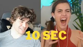 Magnus Carlsen beat Alexandra Botez in 10 sec | chess tricks