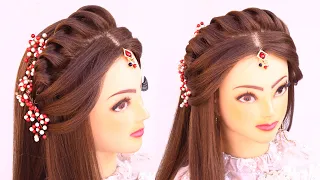 simple pretty open hairstyle for wedding l engagement look for lehenga l  wedding hairstyles kashees