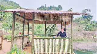 Kitchen process-Using short bamboo tubes to build a bamboo wall for the kitchen|Trieu Thi Hoa Ep.74