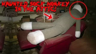 HAUNTED SOCK MONKEY IN A HAUNTED ATTIC AT 3 AM!! *IT MOVED CAUGHT ON CAMERA* | MOE SARGI