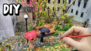 Autumn yard from cardboard with your own hands / DIY