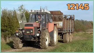 ZETOR Crystal 12145, 8011 v akci při Nakládání a Rozmetání Hnoje !!!