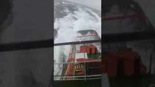 Storm on the North Sea: German Tug battling high waves and gale force conditions