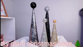 How to make a glitter cone Christmas tree/#decoratewithme/#glamprincessdiy