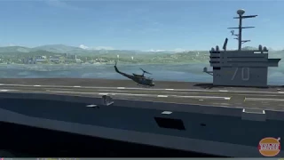 DCS Huey UH-1H Carrier Landing and Rotor Removal