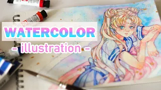 Watercolor Painting Timelapse Manga girl #7