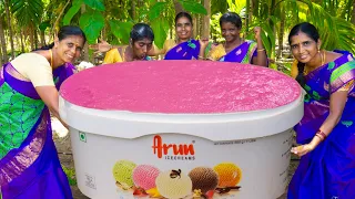 ICE CREAM | BIG ROSEMILK ICE CREAM RECIPE | Homemade ice cream making | Village Style