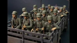 Zvezda 1/35 Benz cargo truck(L4500) and 15 german soldiers and a tomboy girl