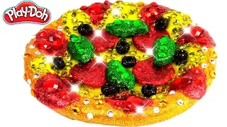 Cooking Sparkle Play Doh Pizza With Jewels and Glitter Play Doh Food – Plastilina Castle Toys