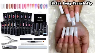 EXTRA LONG FRENCH POLYGEL SET! VERY AFFORDABLE HUGE POLYGEL KIT | Nail Tutorial For Beginners