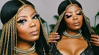 SERVING CLEOPATRA HALLOWEEN MAKEUP TUTORIAL | EGYPTIAN GODDESS FULL COVERAGE ACNE SKIN | TASTEPINK