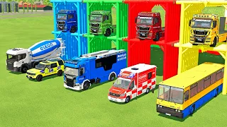 TRANSPORTING AMBULANCE, FORD POLICE, SERVICE TRUCK, FIRE DEPARTEMENT, MERCEDES MINI BUS - FS22