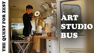 Step Inside! Mind-Blowing School Bus Art Studio Tour Tiny Living, and Artistry Collide in Pure Bliss