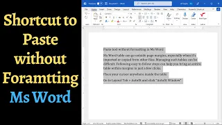 Shortcut to Paste without formatting in Ms Word [2022]