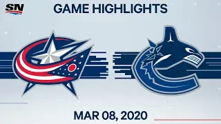 NHL Highlights | Blue Jackets vs Canucks – Mar. 8, 2020
