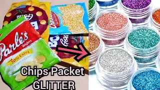 Best Use of Waste Chips Packet. Glitter making. How to make Glitter. Homemade Glitter...