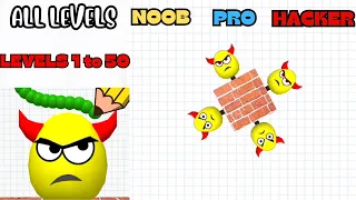 Noob vs Pro vs Hacker | Draw To Smash Logic Puzzle Levels 1 to 50