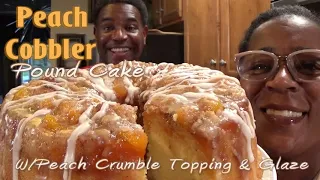 Peach Cobbler Pound Cake🍑 | Peach Crumble Topping W/Glaze | This Topping is AMAZING!!!