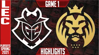 G2 vs MAD Highlights Game 1 | LEC Spring 2021 Playoffs Round 2 | G2 Esports vs MAD Lions