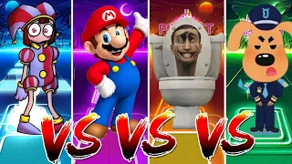 Digital Circus VS Super Mario VS Skibidi Toilet VS Sheriff Lablador | Tiles Hop EDM Rush