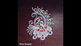 beautiful easy freehand rangoli design 🌷✨🌷 | very easy muggulu design | attractive & easy rangoli  |